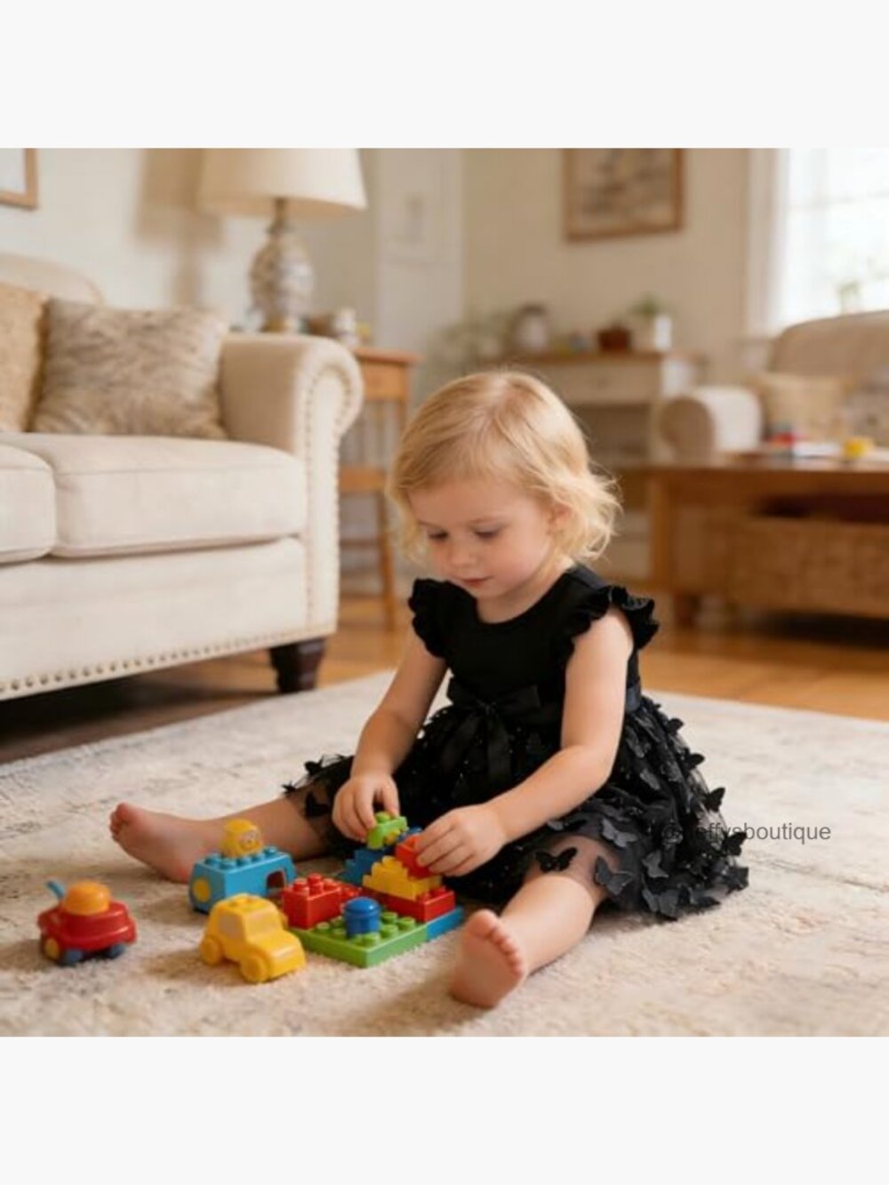 Toddler Girl Tulle Dress, Ruffle Sleeve Tutu for Parties - Picture 4 of 6